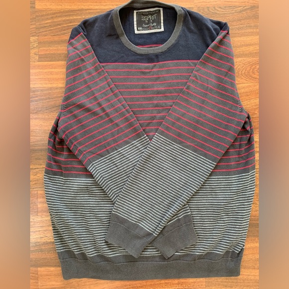 Esprit no. 30 sweater men’s size Large striped gray and red - Picture 4 of 5